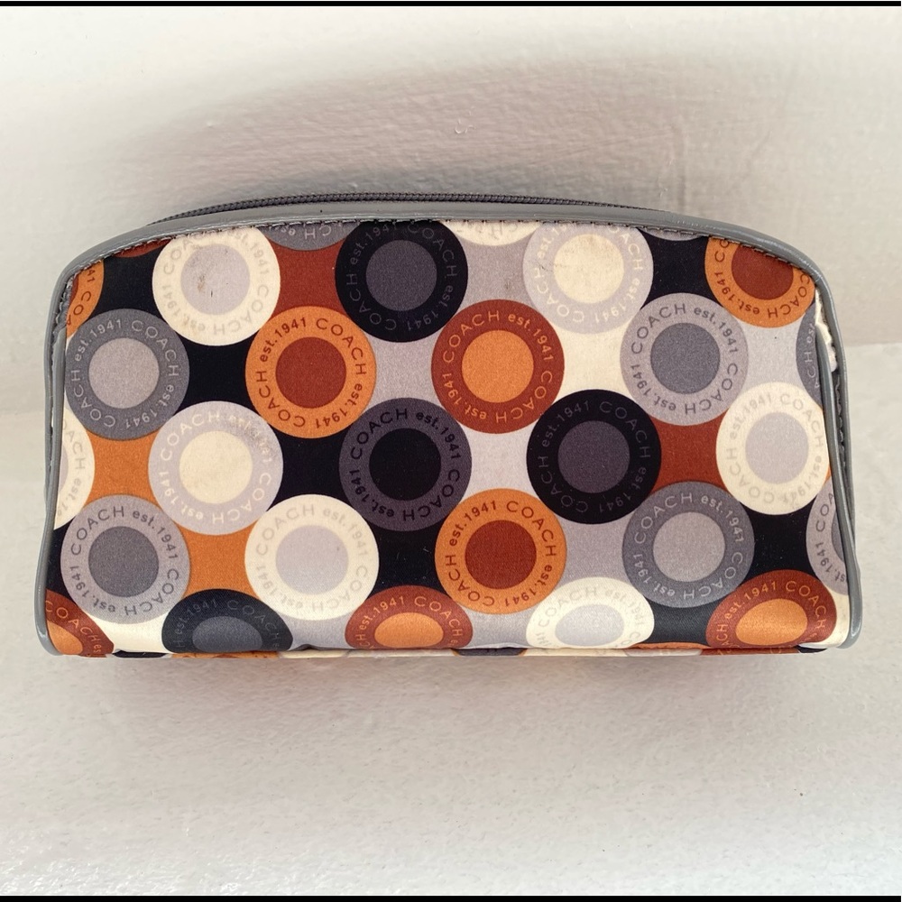COACH makeup travel bag (silver, brown, tan, gray)